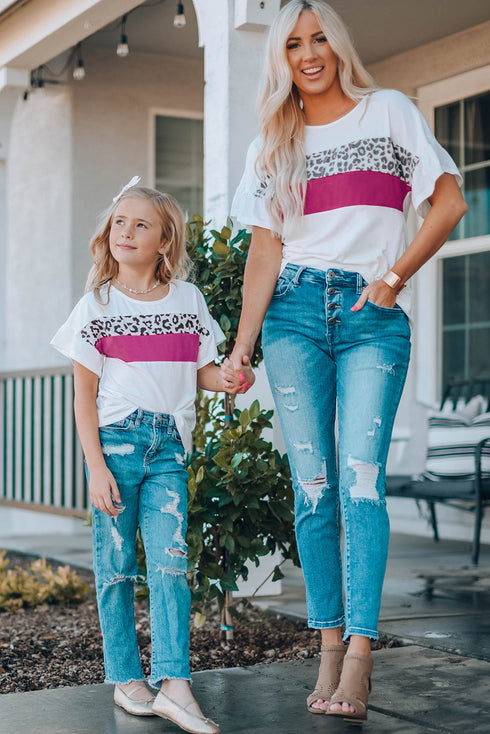 Leopard Color Block Short Sleeve Tee