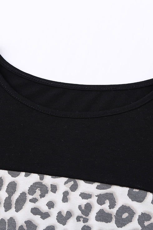 Leopard Color Block Short Sleeve Tee