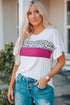 Leopard Color Block Short Sleeve Tee