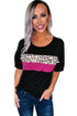 Leopard Color Block Short Sleeve Tee