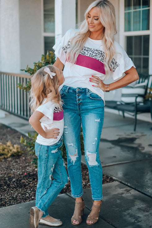 Leopard Color Block Short Sleeve Tee