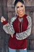 Leopard Contrast Fleece Brushed Hoodie