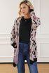 Leopard Contrast Trim Pocketed Open Cardigan
