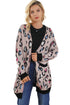 Leopard Contrast Trim Pocketed Open Cardigan