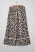 Leopard Exposed Seam Patched Pocket Drawstring Wide Leg Pants