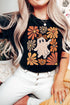 Leopard Floral Graphic Crew Neck T Shirt