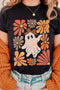 Leopard Floral Graphic Crew Neck T Shirt