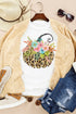 Leopard Floral Pumpkin Graphic Print Short Sleeve T Shirt