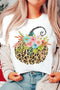 Leopard Floral Pumpkin Graphic Print Short Sleeve T Shirt