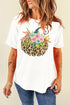 Leopard Floral Pumpkin Graphic Print Short Sleeve T Shirt