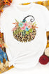 Leopard Floral Pumpkin Graphic Print Short Sleeve T Shirt