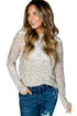 Leopard Frill High Neck Shiny Long Sleeve Top