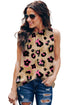 Leopard Frilled Collar Printed Tank Top