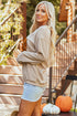Leopard Graphic Corded Knit Crew Neck Sweatshirt