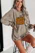 Leopard Graphic Corded Knit Crew Neck Sweatshirt