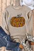 Leopard Graphic Corded Knit Crew Neck Sweatshirt