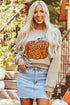 Leopard Graphic Corded Knit Crew Neck Sweatshirt