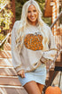 Leopard Graphic Corded Knit Crew Neck Sweatshirt