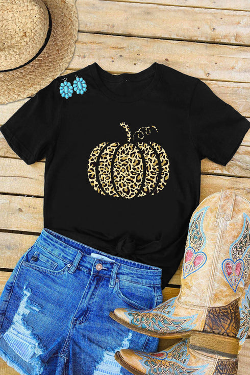 Leopard Halloween Pumpkin Graphic Tee