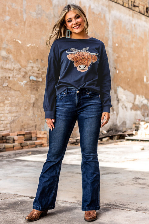 Leopard Headband Cow Print Sweatshirt