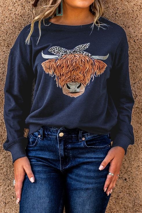 Leopard Headband Cow Print Sweatshirt