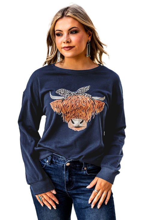 Leopard Headband Cow Print Sweatshirt