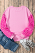 Leopard Heart Graphic Sequin Patchwork Long Sleeve Tee