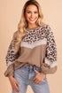 Leopard Jacquard Chevron Stripe Drop Shoulder Sweater