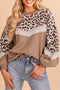 Leopard Jacquard Chevron Stripe Drop Shoulder Sweater
