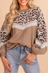 Leopard Jacquard Chevron Stripe Drop Shoulder Sweater