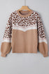 Leopard Jacquard Chevron Stripe Drop Shoulder Sweater