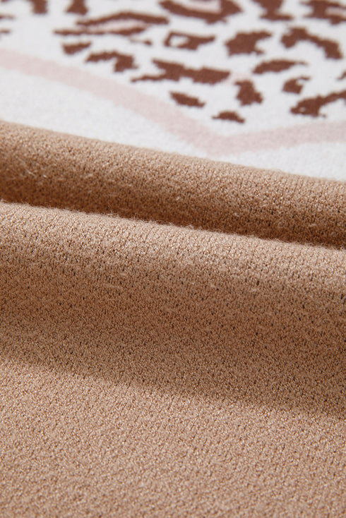 Leopard Jacquard Chevron Stripe Drop Shoulder Sweater