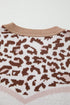 Leopard Jacquard Chevron Stripe Drop Shoulder Sweater