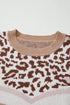 Leopard Jacquard Chevron Stripe Drop Shoulder Sweater
