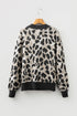 Leopard Jacquard Drop Shoulder Oversized Crew Neck Sweater