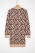 Leopard Jacquard Mock Neck Mini Sweater Dress