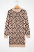 Leopard Jacquard Mock Neck Mini Sweater Dress