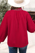 Leopard Jacquard Print V Neck Textured Long Sleeve Blouse