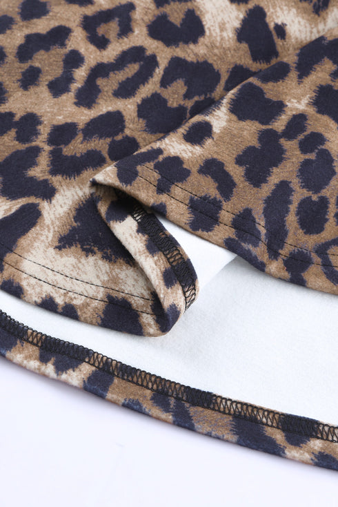 Leopard Leopard Plaid Patchwork Cowl Neck Sweatshirt