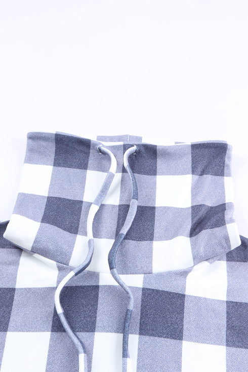 Leopard Leopard Plaid Patchwork Cowl Neck Sweatshirt