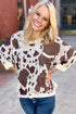 Leopard Leopard Print Side Slit Knit Sweater