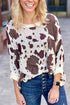 Leopard Leopard Print Side Slit Knit Sweater