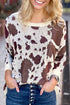 Leopard Leopard Print Side Slit Knit Sweater