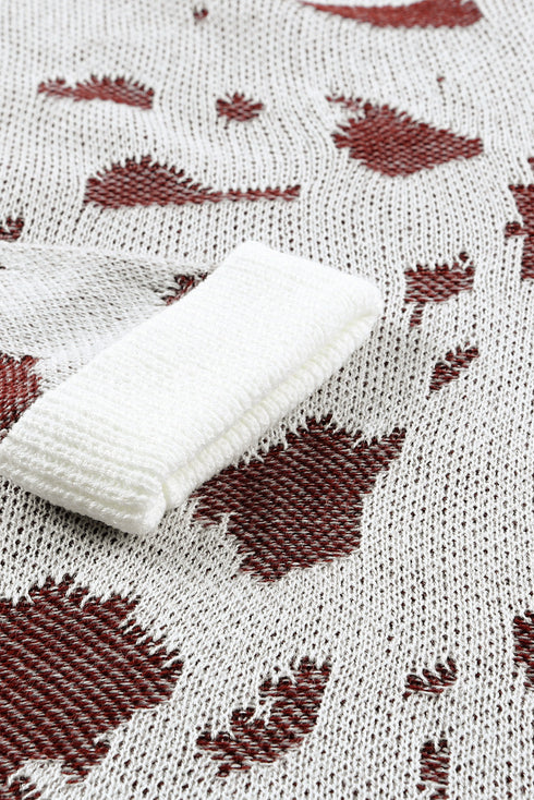 Leopard Leopard Print Side Slit Knit Sweater