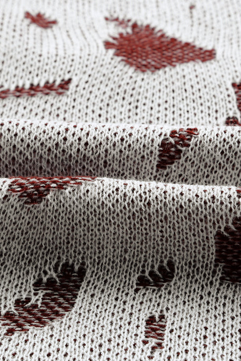 Leopard Leopard Print Side Slit Knit Sweater