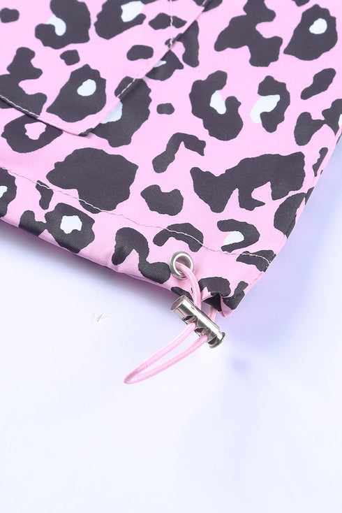 Leopard Leopard Print Zipper Kangaroo Pocket Pullover Hoodie