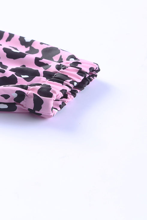 Leopard Leopard Print Zipper Kangaroo Pocket Pullover Hoodie