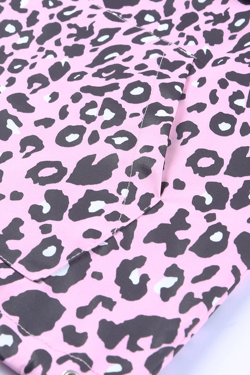 Leopard Leopard Print Zipper Kangaroo Pocket Pullover Hoodie