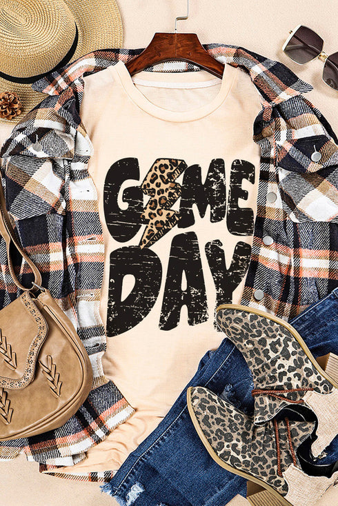 Leopard Lightning Football Graphic Print Short Sleeve Tee