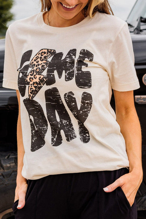 Leopard Lightning Football Graphic Print Short Sleeve Tee